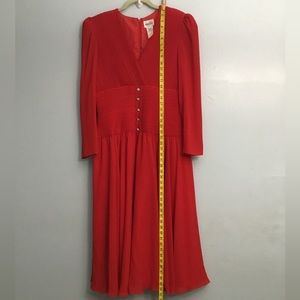 Leslie Fay Vibrant Red Long Sleeve Dress